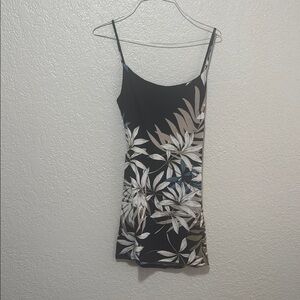 Floral Black Spaghetti Strap Dress